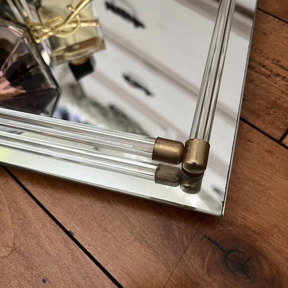 Vintage Avon Mirror and Glass Vanity Tray Gold Brass 8x11" - Picture 3 of 7